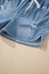 Myosotis Drawstring High Waist Distressed Denim Shorts