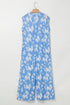 Myosotis Floral Print Half Button Wide Leg Relaxed Sleeveless Jumpsuit