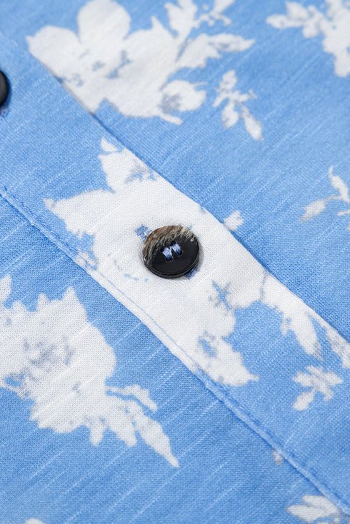 Myosotis Floral Print Half Button Wide Leg Relaxed Sleeveless Jumpsuit