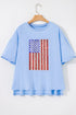 Myosotis Sequined American Flag Dropped Shoulder T Shirt
