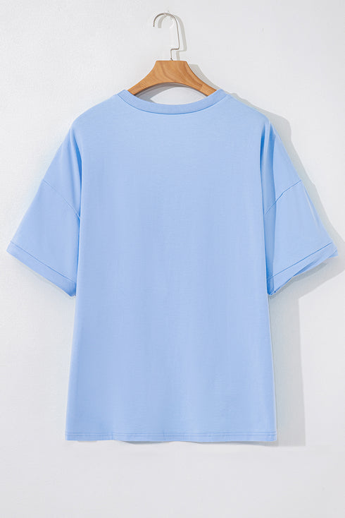 Myosotis Sequined American Flag Dropped Shoulder T Shirt