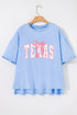 Myosotis TEXAS Bow Graphic Half Sleeve Drop Shoulder Loose Tee