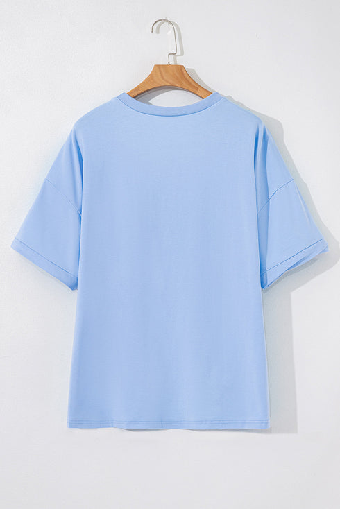 Myosotis TEXAS Bow Graphic Half Sleeve Drop Shoulder Loose Tee