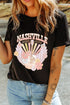 Nashville Music City Floral Guitar Angel Wing Graphic Tee