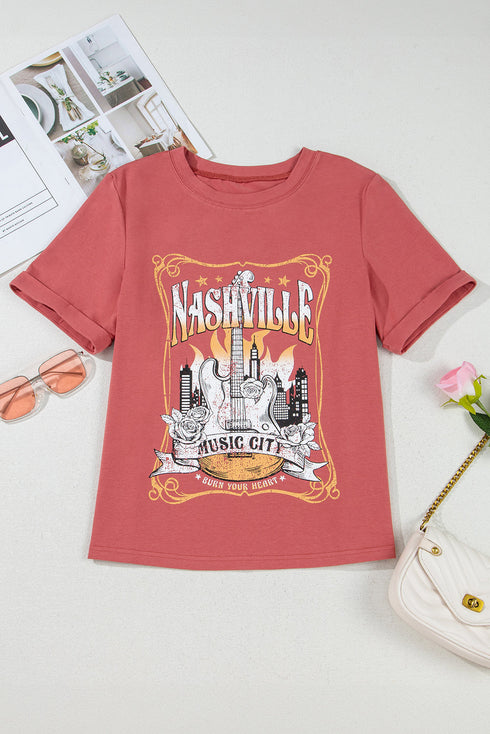 Nashville Music City Graphic Retro Cotton Short Sleeve Tee