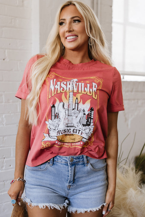 Nashville Music City Graphic Retro Cotton Short Sleeve Tee