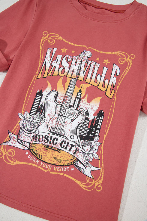 Nashville Music City Graphic Retro Cotton Short Sleeve Tee