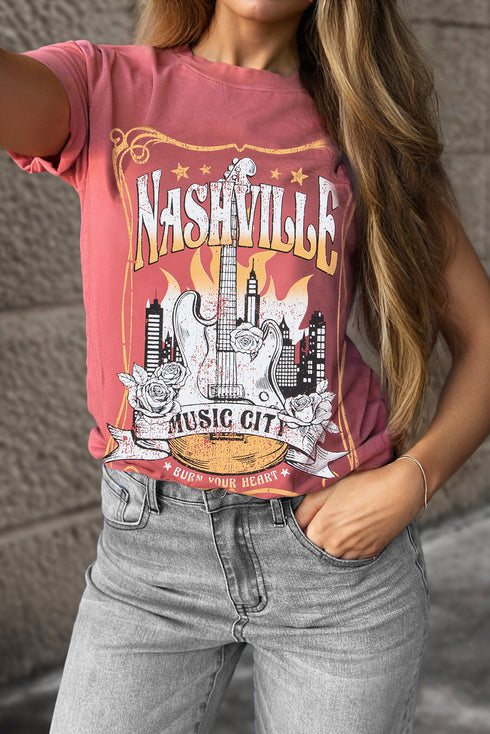 Nashville Music City Graphic Retro Cotton Short Sleeve Tee