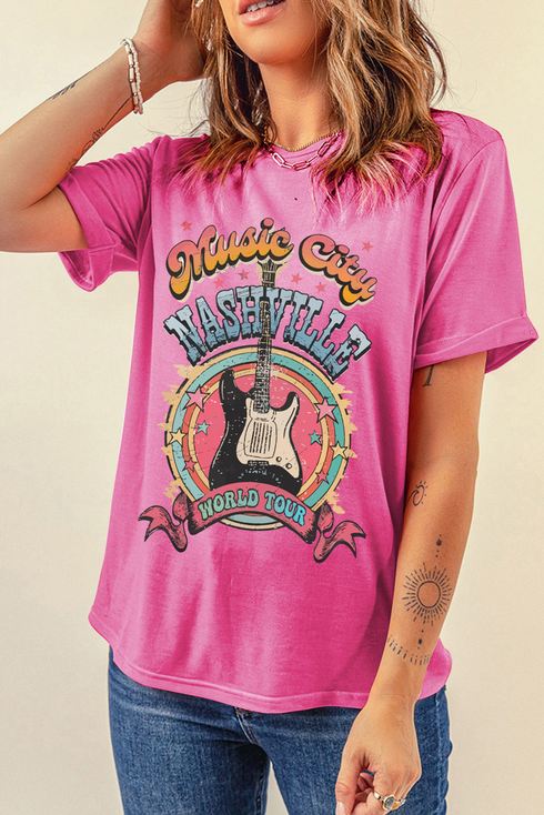 Nashville Music City World Tour Guitar Graphic Tee