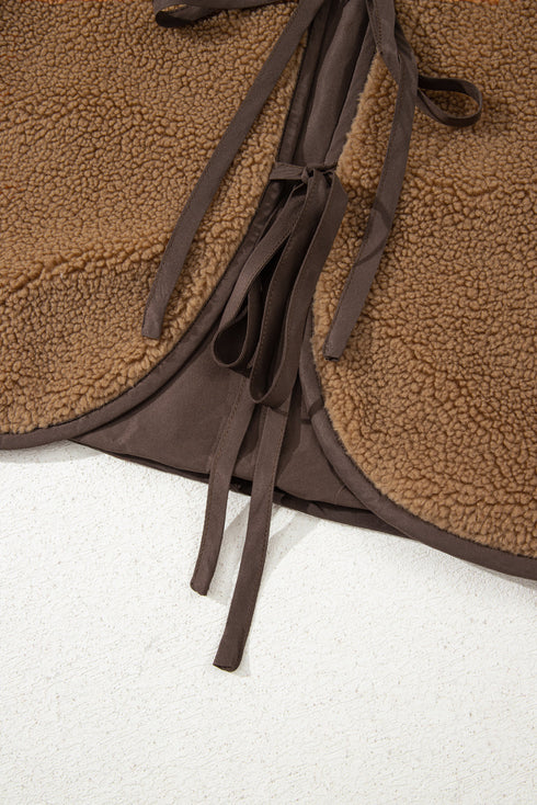 Nashville Nights Boho Western Sherpa Fleece Tie Front Vest