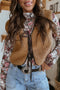 Nashville Nights Boho Western Sherpa Fleece Tie Front Vest