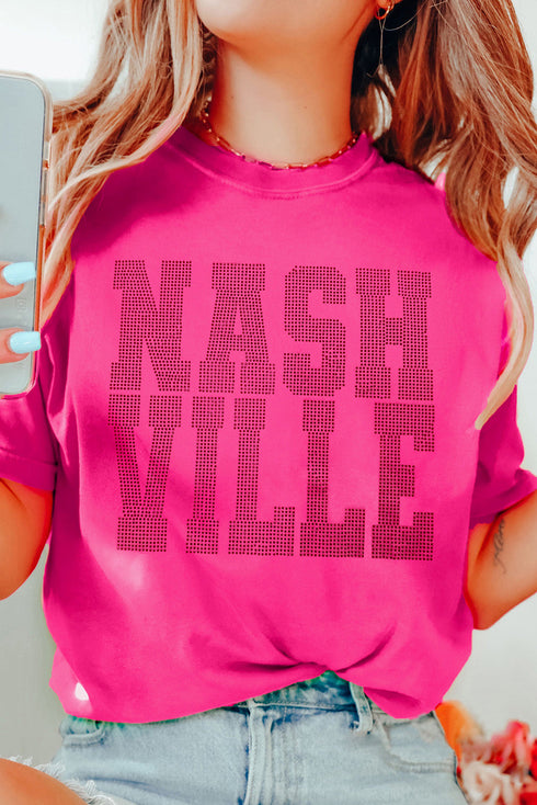 Nashville Rhinestone Embellished Graphic Short Sleeve T-Shirt