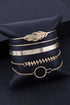 Nature Inspired Leaf Pattern Adjustable Plated Bracelet Set