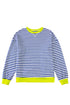 Nautical Inspired Striped Pullover Sweatshirt With Neon Pop Trim