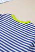 Nautical Inspired Striped Pullover Sweatshirt With Neon Pop Trim