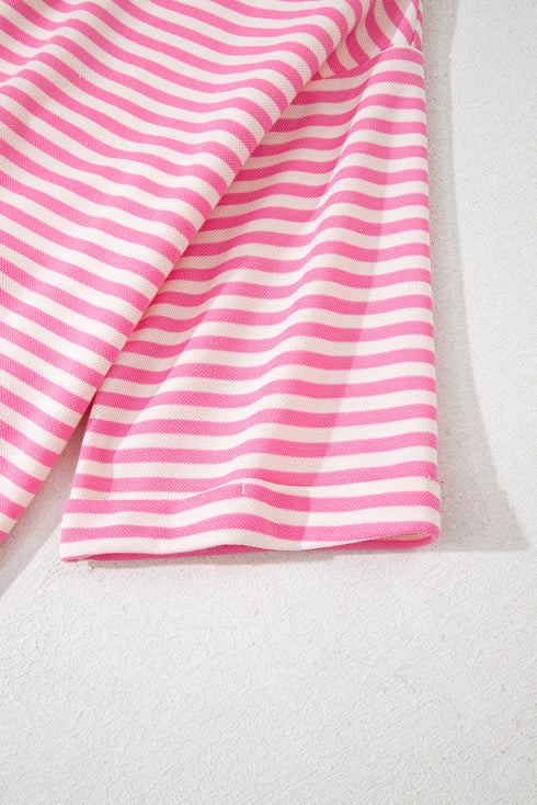 Nautical Lines Striped Bow Back Cutout Wide Sleeve Tee