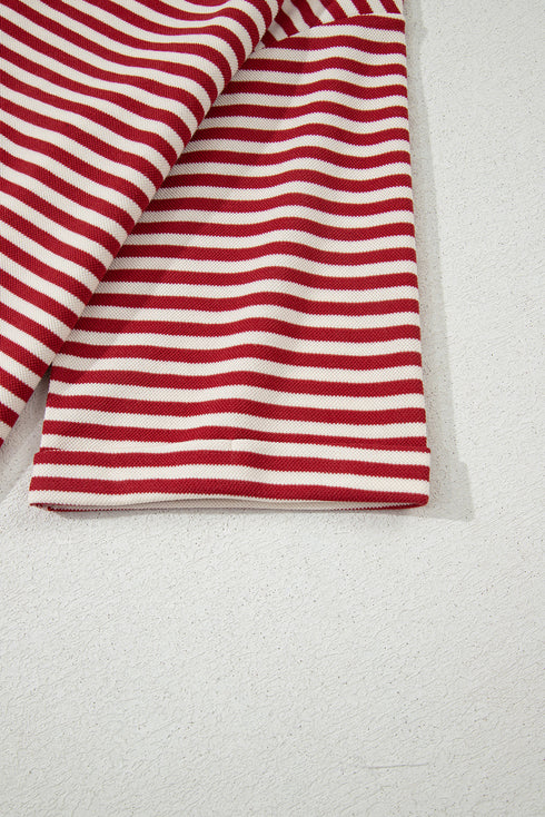 Nautical Lines Striped Bow Back Cutout Wide Sleeve Tee