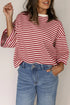 Nautical Lines Striped Bow Back Cutout Wide Sleeve Tee