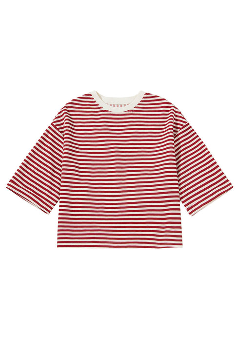 Nautical Lines Striped Bow Back Cutout Wide Sleeve Tee