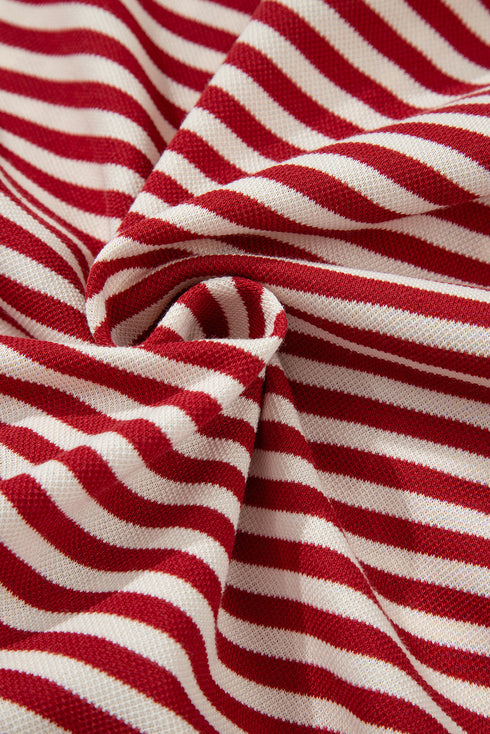 Nautical Lines Striped Bow Back Cutout Wide Sleeve Tee