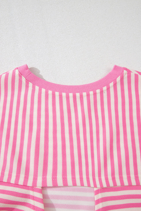 Nautical Lines Striped Bow Back Cutout Wide Sleeve Tee