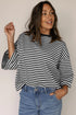 Nautical Lines Striped Bow Back Cutout Wide Sleeve Tee