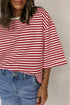 Nautical Lines Striped Bow Back Cutout Wide Sleeve Tee