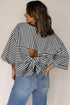 Nautical Lines Striped Bow Back Cutout Wide Sleeve Tee