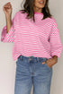 Nautical Lines Striped Bow Back Cutout Wide Sleeve Tee