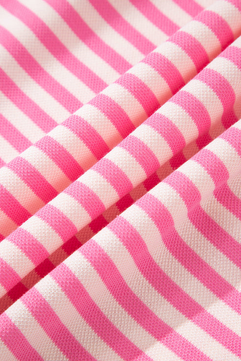 Nautical Lines Striped Bow Back Cutout Wide Sleeve Tee