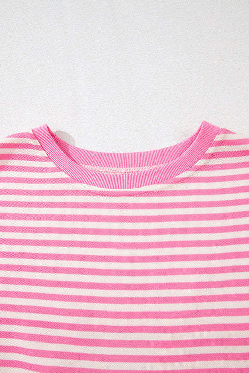 Nautical Lines Striped Bow Back Cutout Wide Sleeve Tee