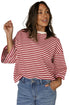 Nautical Lines Striped Bow Back Cutout Wide Sleeve Tee