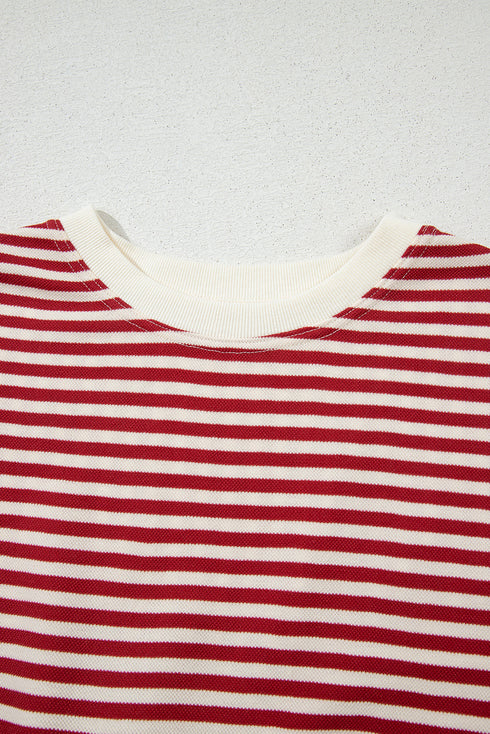Nautical Lines Striped Bow Back Cutout Wide Sleeve Tee