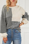 Neutral Colorblock Tie Back Sweater
