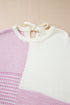 Neutral Colorblock Tie Back Sweater