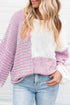 Neutral Colorblock Tie Back Sweater