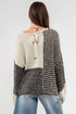 Neutral Colorblock Tie Back Sweater