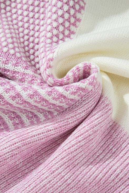 Neutral Colorblock Tie Back Sweater