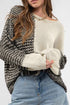 Neutral Colorblock Tie Back Sweater