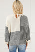 Neutral Colorblock Tie Back Sweater