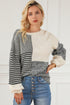 Neutral Colorblock Tie Back Sweater