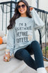 Nightmare Before Coffee Graphic Oversized Crew Neck Sweatshirt
