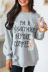 Nightmare Before Coffee Graphic Oversized Crew Neck Sweatshirt