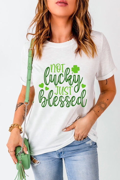 Not Luck Just Blessed Graphic Print Tee