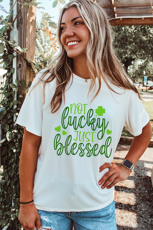 Not Luck Just Blessed Graphic Print Tee