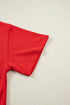 Notched Neck Seam Detail Patchwork Short Sleeve Top