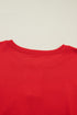 Notched Neck Seam Detail Patchwork Short Sleeve Top