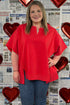 Notched Neck Seam Detail Patchwork Short Sleeve Top