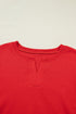 Notched Neck Seam Detail Patchwork Short Sleeve Top