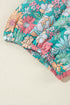 Notched Neckline Puff Sleeve Floral Print Woven Blouse